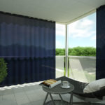 Outdoor-Vorhang MYKONOS Balkon Vorhangschiene dunkelblau • rideaux123.ch