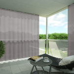 Outdoor-Vorhang MYKONOS Balkon Vorhangschiene hellgrau • rideaux123.ch