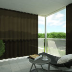 Outdoor-Vorhang MYKONOS Balkon Vorhangschiene olive • rideaux123.ch