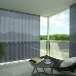 Outdoor-Vorhang MYKONOS Balkon Vorhangschiene stahlblau • rideaux123.ch