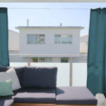 Sichtschutz Outdoor-Vorhang marine-blau Balkon SANTORINI new • rideaux123.ch