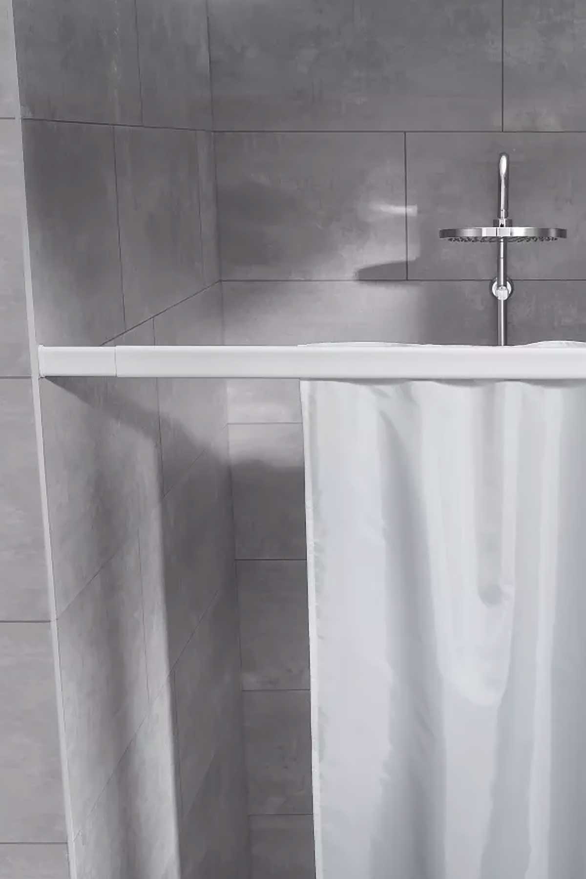 Tringle de rideau de douche d'angle 90x90 cm Blanc Kleine Wolke