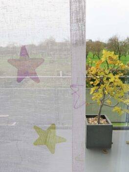 Parois Japonaises Enfants SEDRIK II en Blanc avec étoiles Violet Gris Vert [334] Conclusion à droite